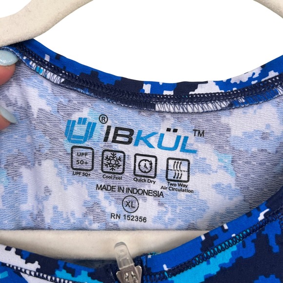 IBKUL Womens Blue Camo Quarter Zip Sleeveless Golf Dress UPF 50+ - Picture 3 of 6